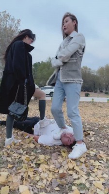 【二宝】姐妹花户外遛狗踩踏 bf19757